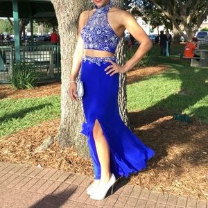 Blue sequence prom dress